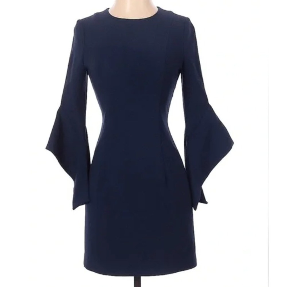 Black Halo Lorie Bell-sleeve‎ Sheath Dress Size 4 Pacific Blue (Navy) Workwear